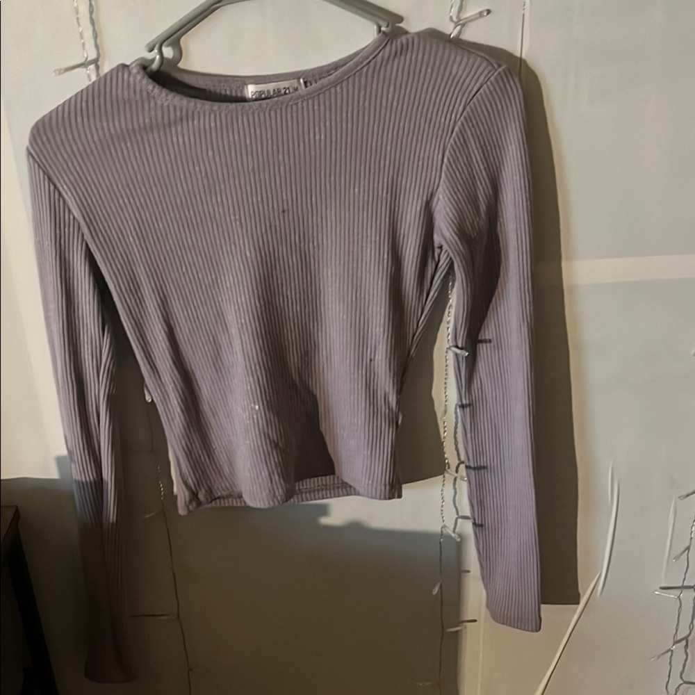 Ribbed Lavender Long Sleeve Top